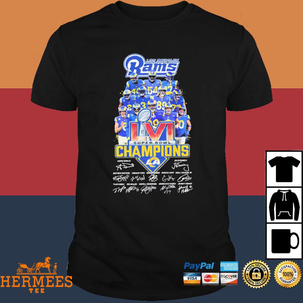 2022 Los Angeles Rams Super Bowl LVI Champions Signature T-Shirt