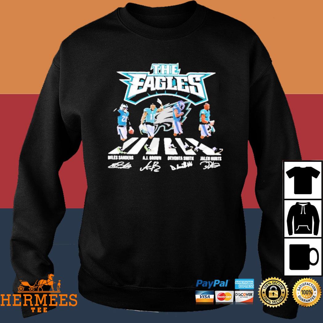 Philadelphia Eagles Miles Sanders AJ Brown Devonta Smith Jalen Hurts  Christmas Signature Best T-Shirt, hoodie, sweater, long sleeve and tank top