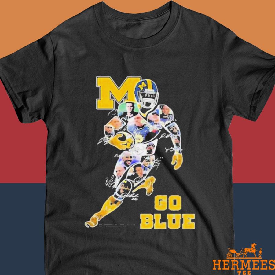 Official Michigan Wolverines Players Go Blue Signatures Shirt