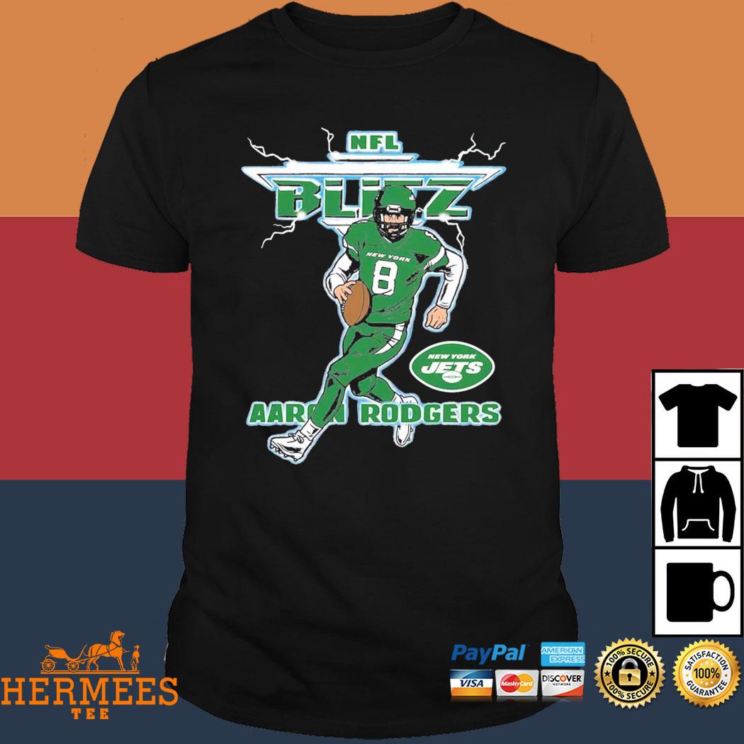 Aaron Rodgers New York Jets Homage Blitz Graphic T-shirt - Shibtee Clothing