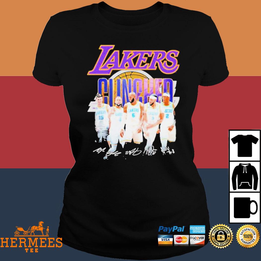 Official Los Angeles Lakers team Clinched 2023 NBA Playoffs signatures  shirt, hoodie, sweater, long sleeve and tank top