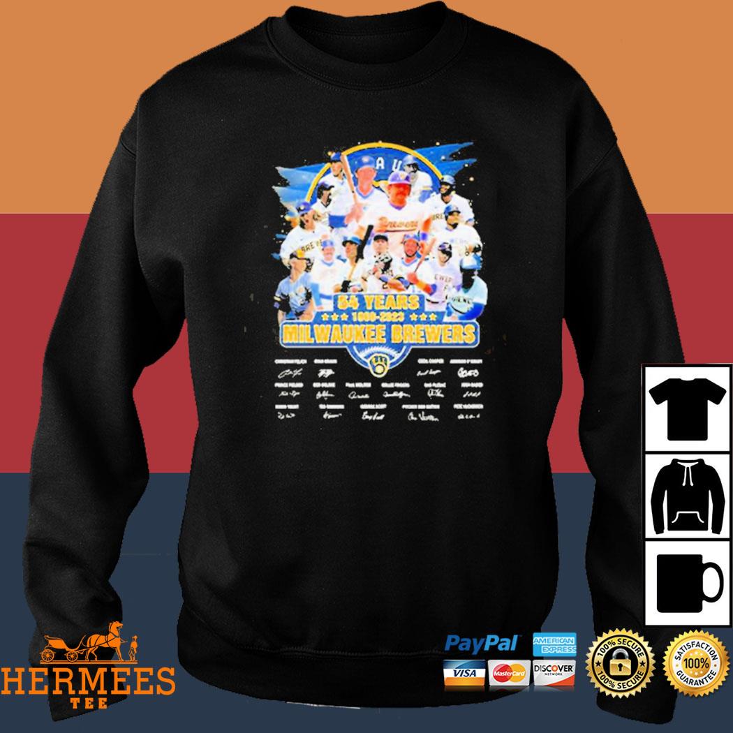 54 Years 19969 2023 Milwaukee Brewers Signature shirt, hoodie