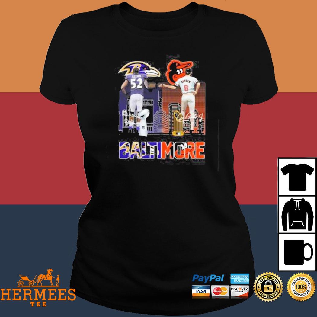 Official Baltimore ravens vs baltimore orioles r.lewis and ripken skylines  2023 signature t-shirt, hoodie, sweater, long sleeve and tank top