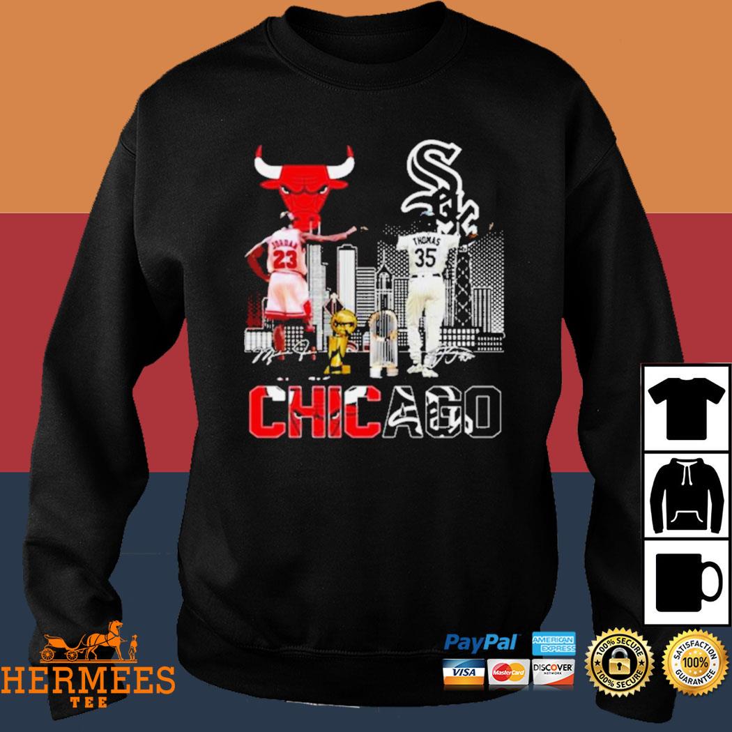 Chicago bulls & chicago white sox jordan and thomas skylines signatures 2023  shirt, hoodie, sweater, long sleeve and tank top