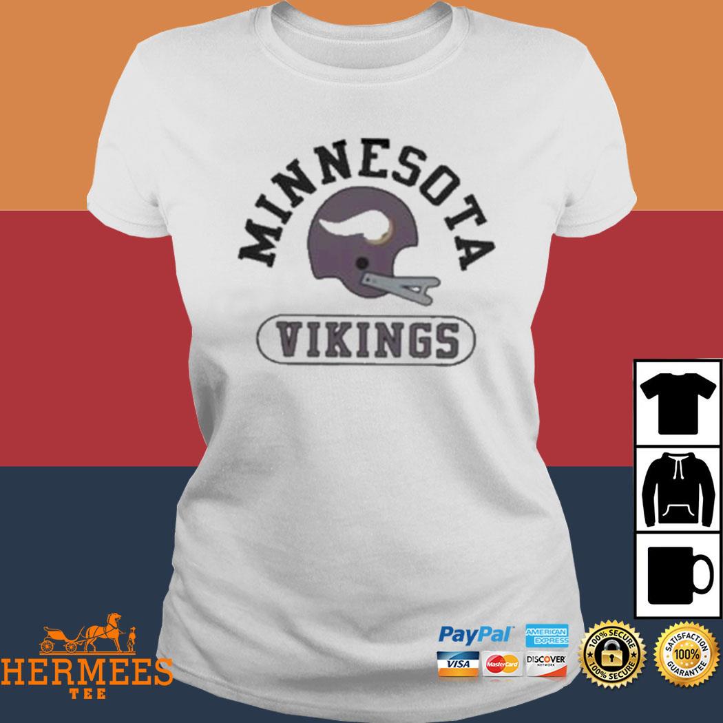 Minnesota Vikings Throwback Helmet Long Sleeve Tee T-Shirt from Homage. | Officially Licensed Vintage NFL Apparel from Homage Pro Shop.