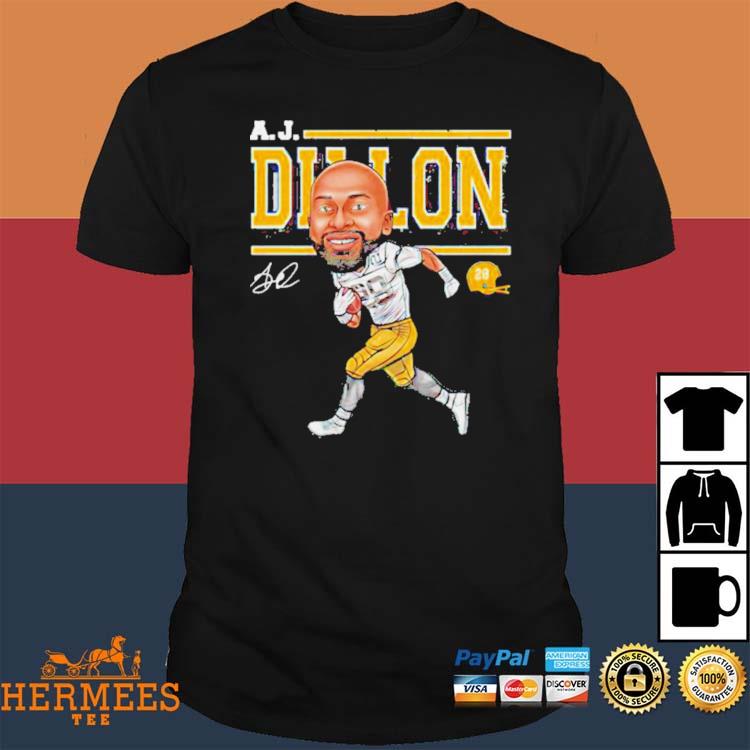 A.j. Dillon Green Bay Cartoon Signature Shirt, hoodie, tank top, sweater  and long sleeve t-shirt