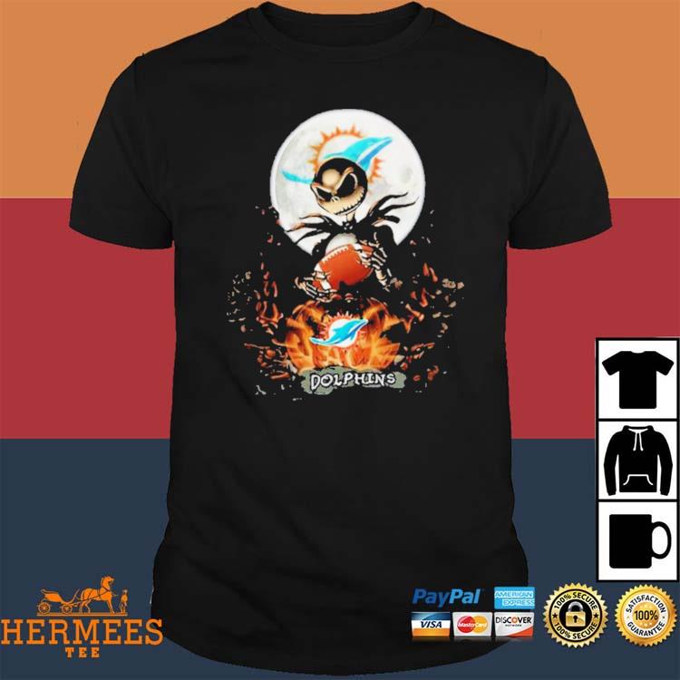 Miami Dolphins Jack Skellington Halloween Art Design Shirt