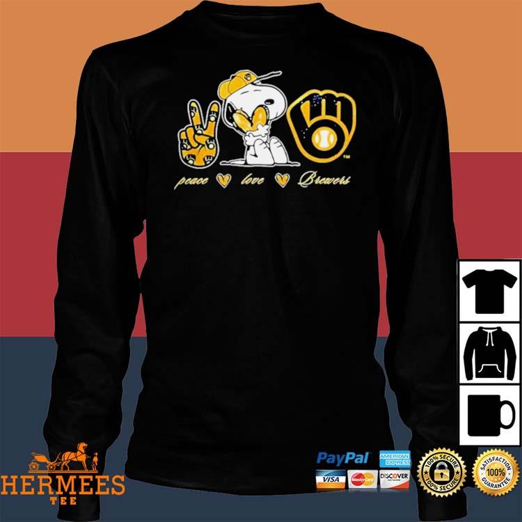 Snoopy Peace Love Milwaukee Brewers shirt, hoodie, sweater and long sleeve