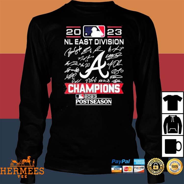 Atlanta Braves NL East Champions 2023 signatures shirt, hoodie, longsleeve,  sweatshirt, v-neck tee
