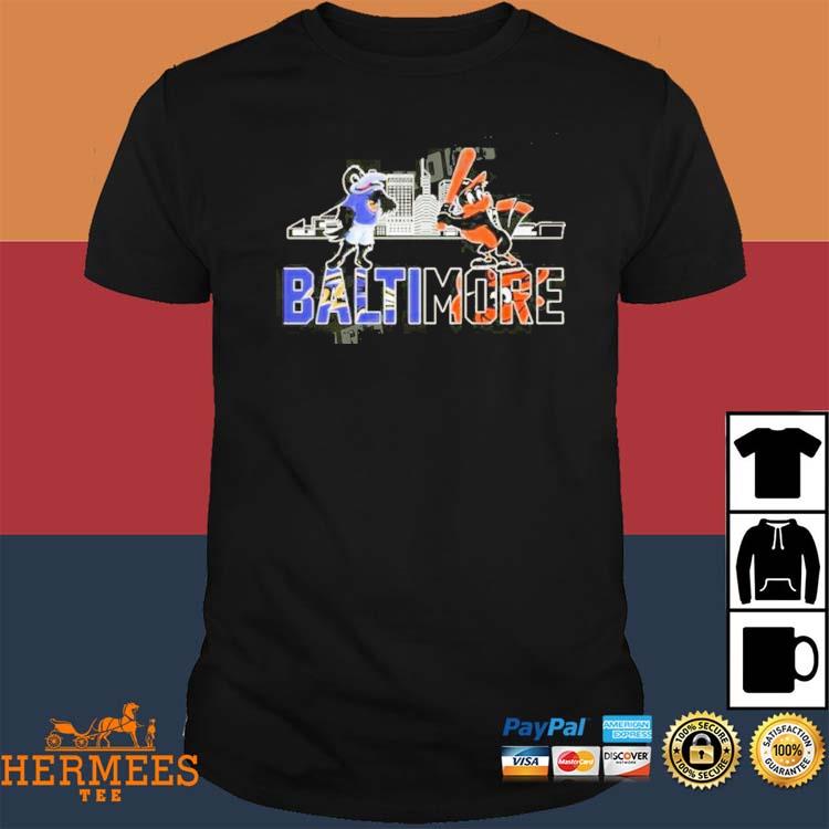 Baltimore Ravens And Baltimore Orioles Mascot Skyline Shirt - Freedomdesign