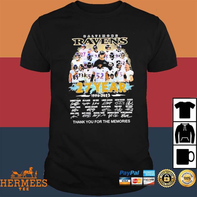 Baltimore Ravens 27 Years 1966-2023 Thank You For The Memories Signatures  Shirt, hoodie, sweater, long sleeve and tank top