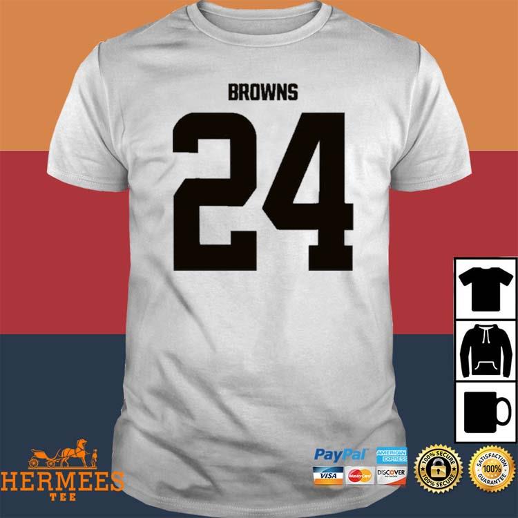 Nick Chubb Cleveland Browns Football Number 24 Hoodie T-shirt Long Sleeve,  Ladies Tee