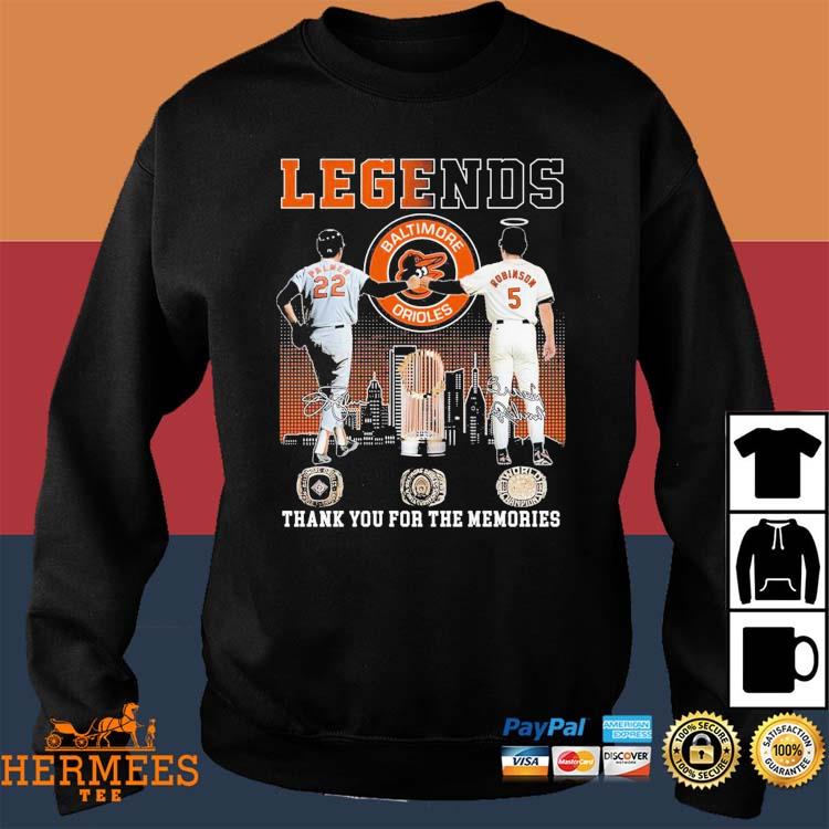 Legends Baltimore Orioles Palmer And Robinson Thank You For The Memories T- Shirt, hoodie, sweater and long sleeve