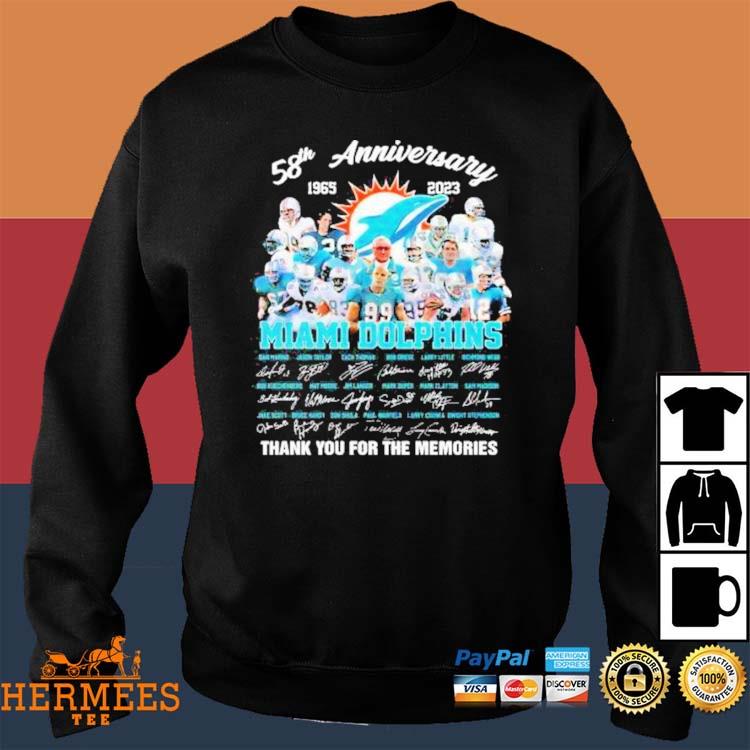 Miami Dolphins 58th Anniversary 1965-2023 Thank You For The Memories  Signatures Shirt, hoodie, sweater, long sleeve and tank top