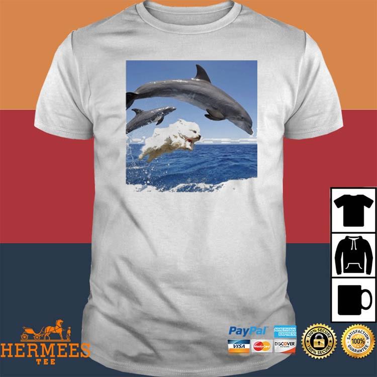 Official Dog Riding The Waves With The Dolphins Shirt